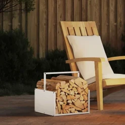 Accessoires Pour Cheminées & Poêles À Bois-vidaXL Portant de bois chauffage 40x40x40 cm Blanc