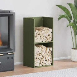 Accessoires Pour Cheminées & Poêles À Bois-vidaXL Portant de bois chauffage 40x30x80 cm Vert olive