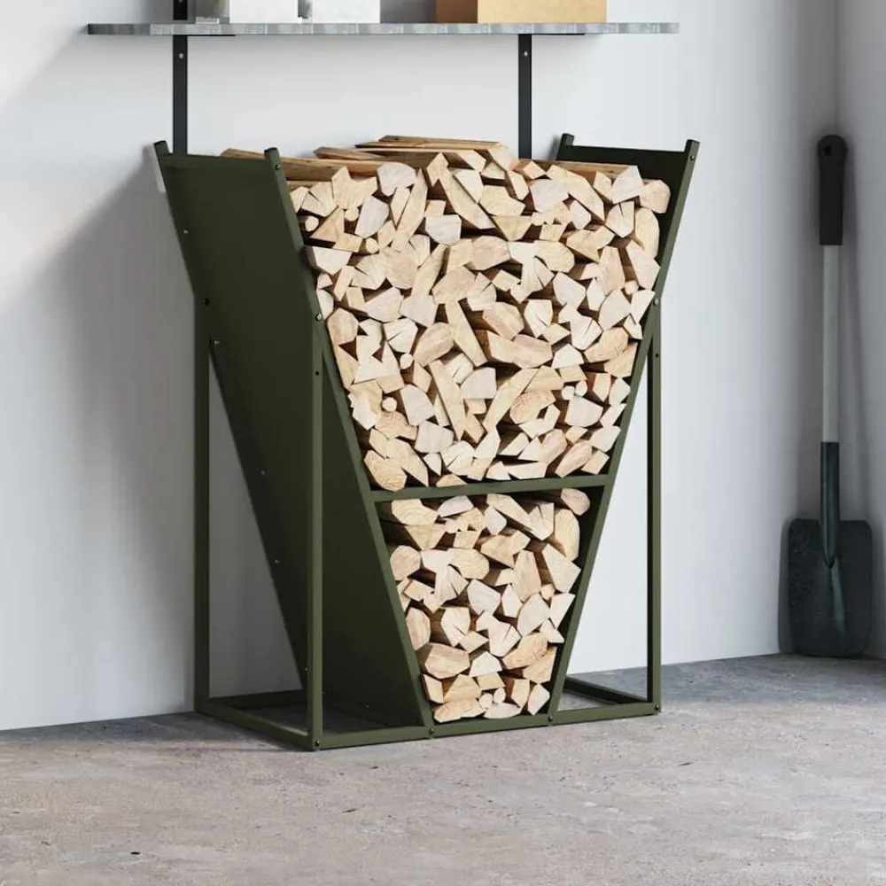 Accessoires Pour Cheminées & Poêles À Bois-vidaXL Portant de bois chauffage 69,5x35x81 cm Vert olive