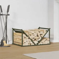 Accessoires Pour Cheminées & Poêles À Bois-vidaXL Portant de bois chauffage 70x43x34,5 cm Vert olive