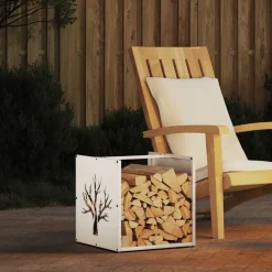 Accessoires Pour Cheminées & Poêles À Bois-vidaXL Portant de bois chauffage 40x40x40 cm Blanc
