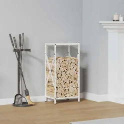 Accessoires Pour Cheminées & Poêles À Bois-vidaXL Portant de bois chauffage 34x25x70 cm Blanc