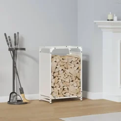 Accessoires Pour Cheminées & Poêles À Bois-vidaXL Portant de bois chauffage 44x28x65 cm Blanc