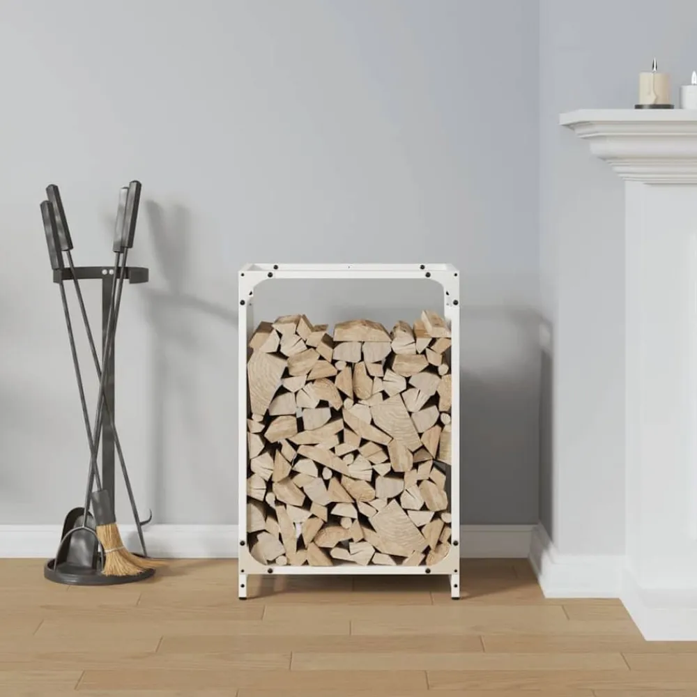 Accessoires Pour Cheminées & Poêles À Bois-vidaXL Portant de bois chauffage 44x28x65 cm Blanc