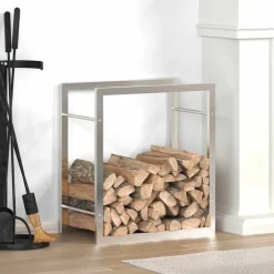 Accessoires Pour Cheminées & Poêles À Bois-vidaXL Portant de bois de chauffage 50x28x56 cm acier inoxydable Argent