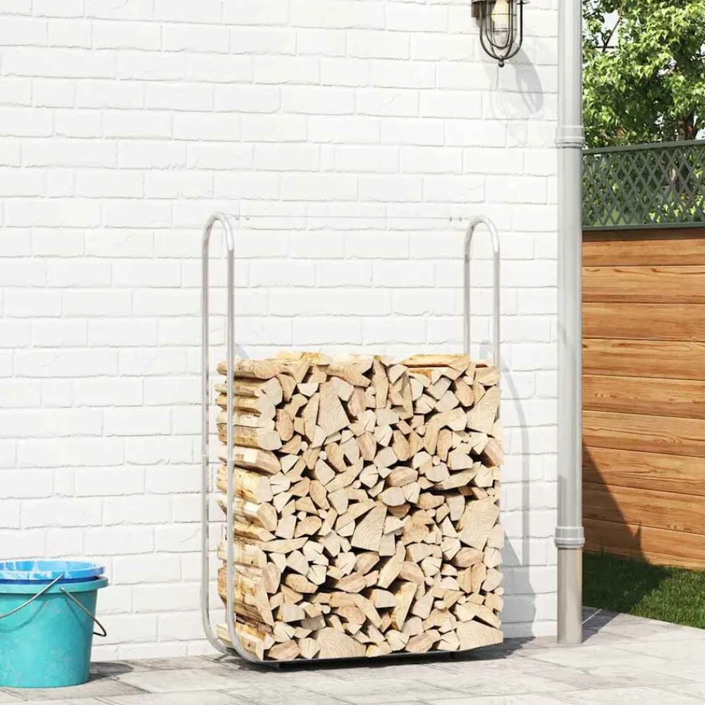 vidaXL Portant de bois de chauffage 100x25x150 cm acier galvanisé