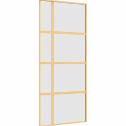 Matériaux De Construction-vidaXL Porte coulissante 90x205 cm verre ESG dépoli et aluminium Doré