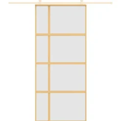 Matériaux De Construction-vidaXL Porte coulissante 90x205 cm verre ESG dépoli et aluminium Doré
