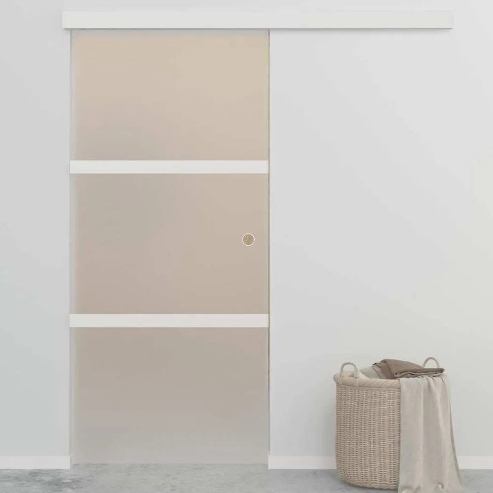 Matériaux De Construction-vidaXL Porte coulissante Verre ESG et aluminium 90x212 cm Argenté