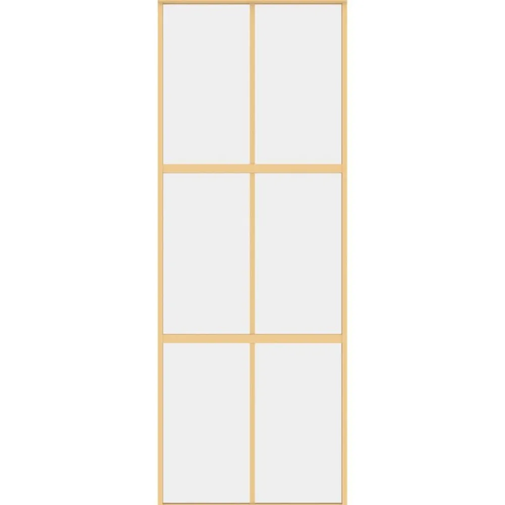 Matériaux De Construction-vidaXL Porte coulissante 76x205 cm verre ESG clair et aluminium Doré