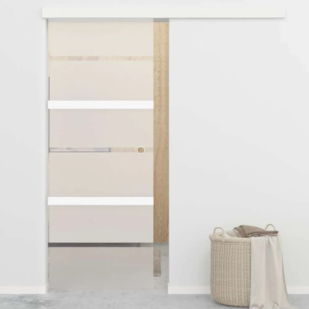 Matériaux De Construction-vidaXL Porte coulissante Verre ESG et aluminium 76x212 cm Argenté
