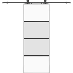 Matériaux De Construction-vidaXL Porte coulissante kit quincaillerie noir 76x205 cm verre trempé Noir et mat