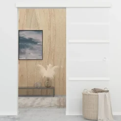 vidaXL Porte coulissante butées souples Verre ESG aluminium 76x205 cm