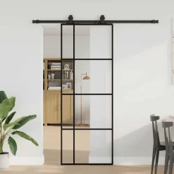 vidaXL Porte coulissante kit de quincaillerie noir 76x205 cm verre ESG