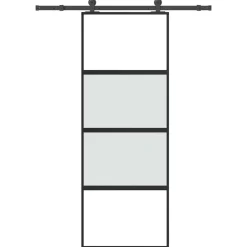 Matériaux De Construction-vidaXL Porte coulissante kit de quincaillerie trempé verre aluminium matt and transparent