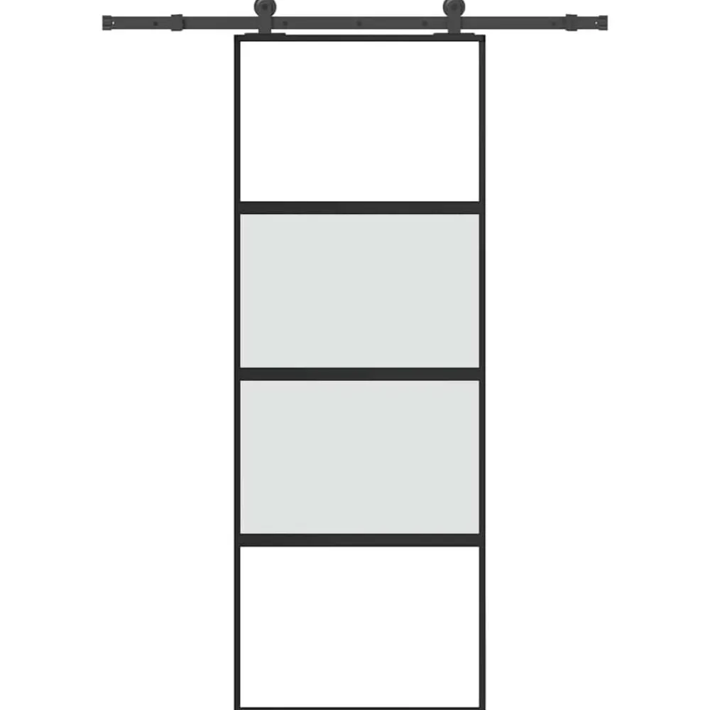 Matériaux De Construction-vidaXL Porte coulissante kit de quincaillerie trempé verre aluminium matt and transparent