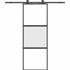 Matériaux De Construction-vidaXL Porte coulissante kit quincaillerie noir 76x205 cm verre trempé black, matt and transparent