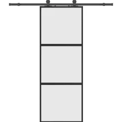 vidaXL Porte coulissante kit quincaillerie noir 76x205 cm verre trempé