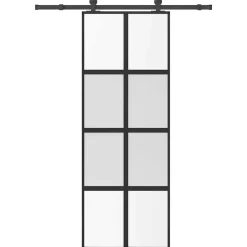Matériaux De Construction-vidaXL Porte coulissante kit de quincaillerie trempé verre aluminium