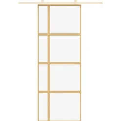 Matériaux De Construction-vidaXL Porte coulissante 76x205 cm verre ESG clair et aluminium Doré