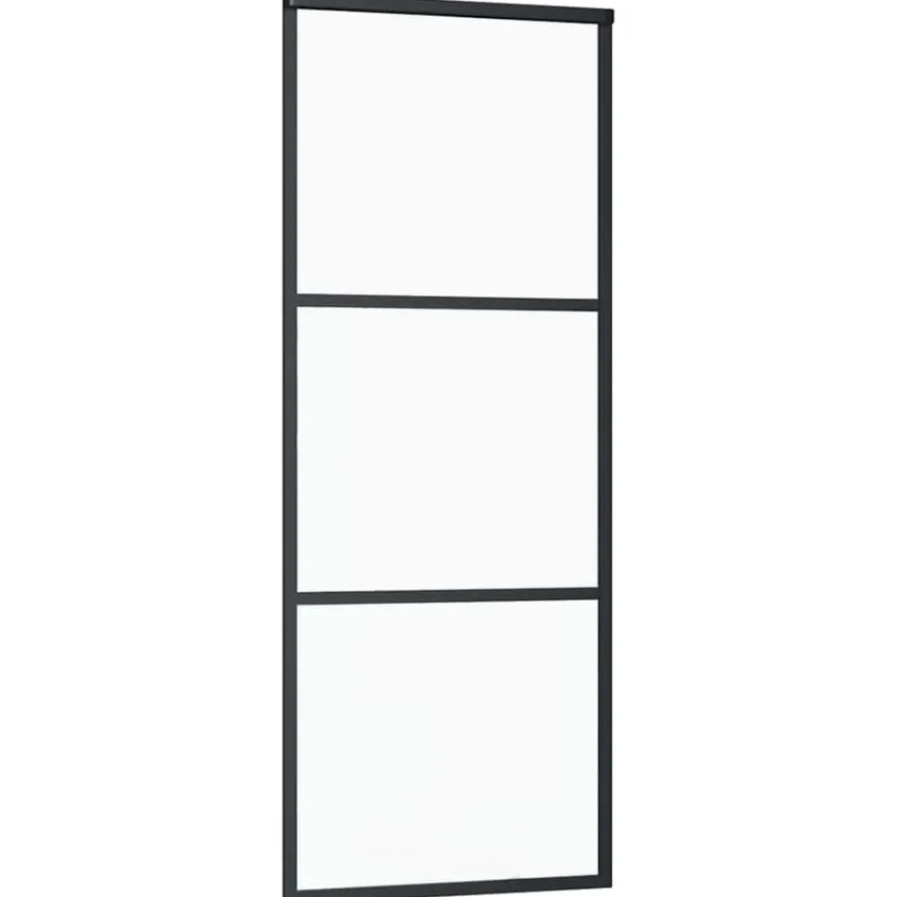 vidaXL Porte coulissante 3 panneaux Verre ESG et aluminium 76x205 cm Noir