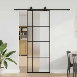 vidaXL Porte coulissante kit de quincaillerie noir 76x205 cm verre ESG