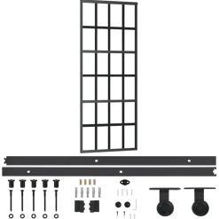 vidaXL Porte coulissante et quincaillerie Verre ESG/Aluminium 76x205cm