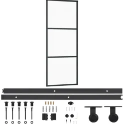 vidaXL Porte coulissante et quincaillerie ESG Verre/Aluminium 76x205cm