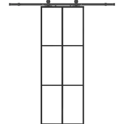 Matériaux De Construction-vidaXL Porte coulissante kit de quincaillerie noir 76x205 cm verre ESG