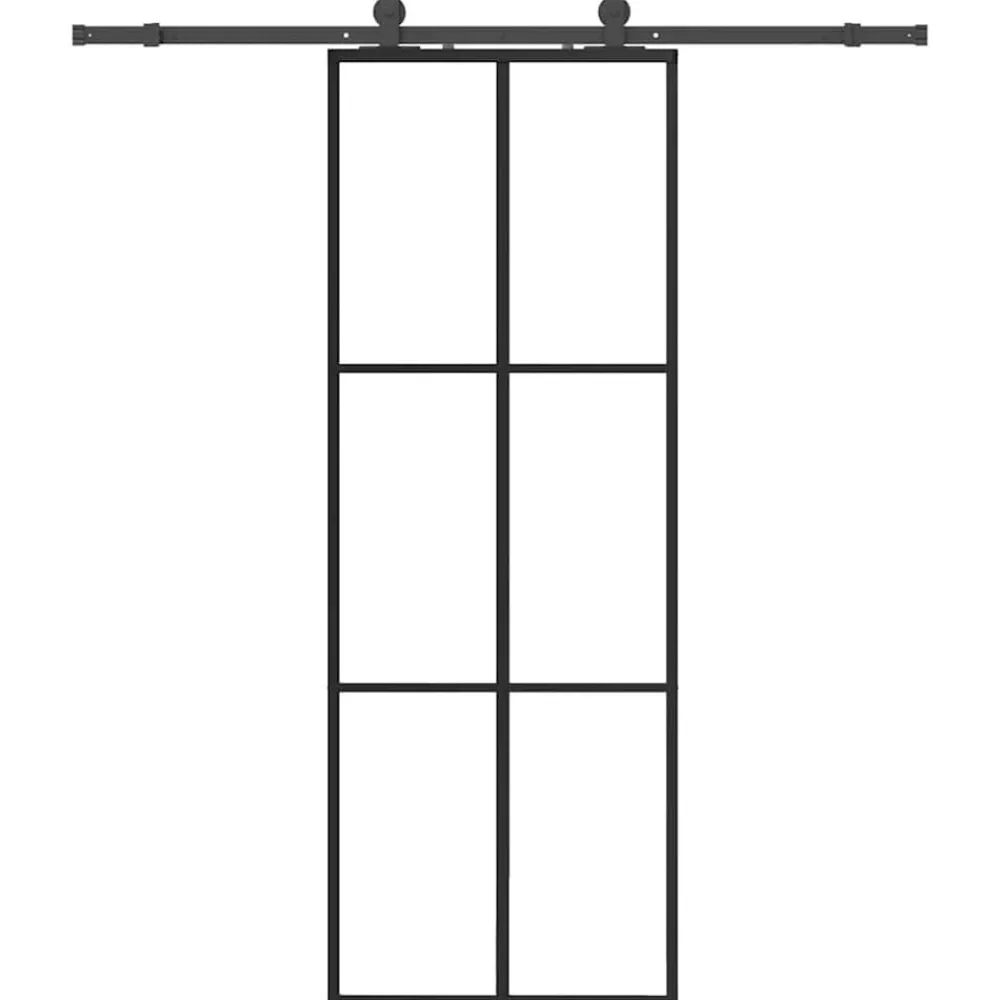 Matériaux De Construction-vidaXL Porte coulissante kit de quincaillerie noir 76x205 cm verre ESG