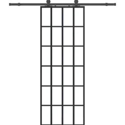 Matériaux De Construction-vidaXL Porte coulissante kit de quincaillerie noir 76x205 cm verre ESG