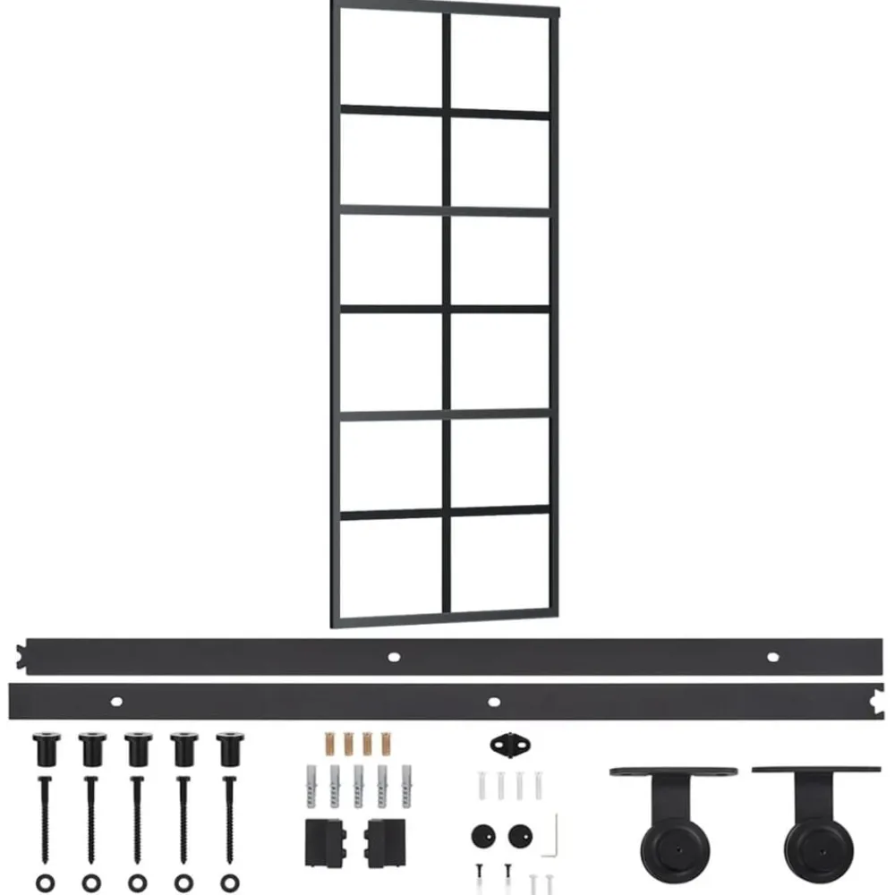 vidaXL Porte coulissante et quincaillerie Verre ESG/Aluminium 76x205cm