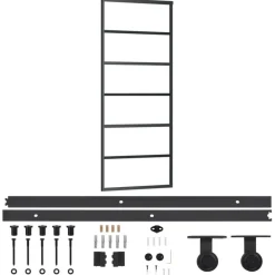 Matériaux De Construction-vidaXL Porte coulissante et quincaillerie Verre ESG/Aluminium 76x205cm