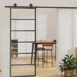 Matériaux De Construction-vidaXL Porte coulissante et quincaillerie Verre ESG/Aluminium 76x205cm