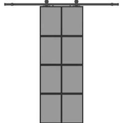 Matériaux De Construction-vidaXL Porte coulissante kit quincaillerie noir 76x205 cm verre trempé Noir et mat