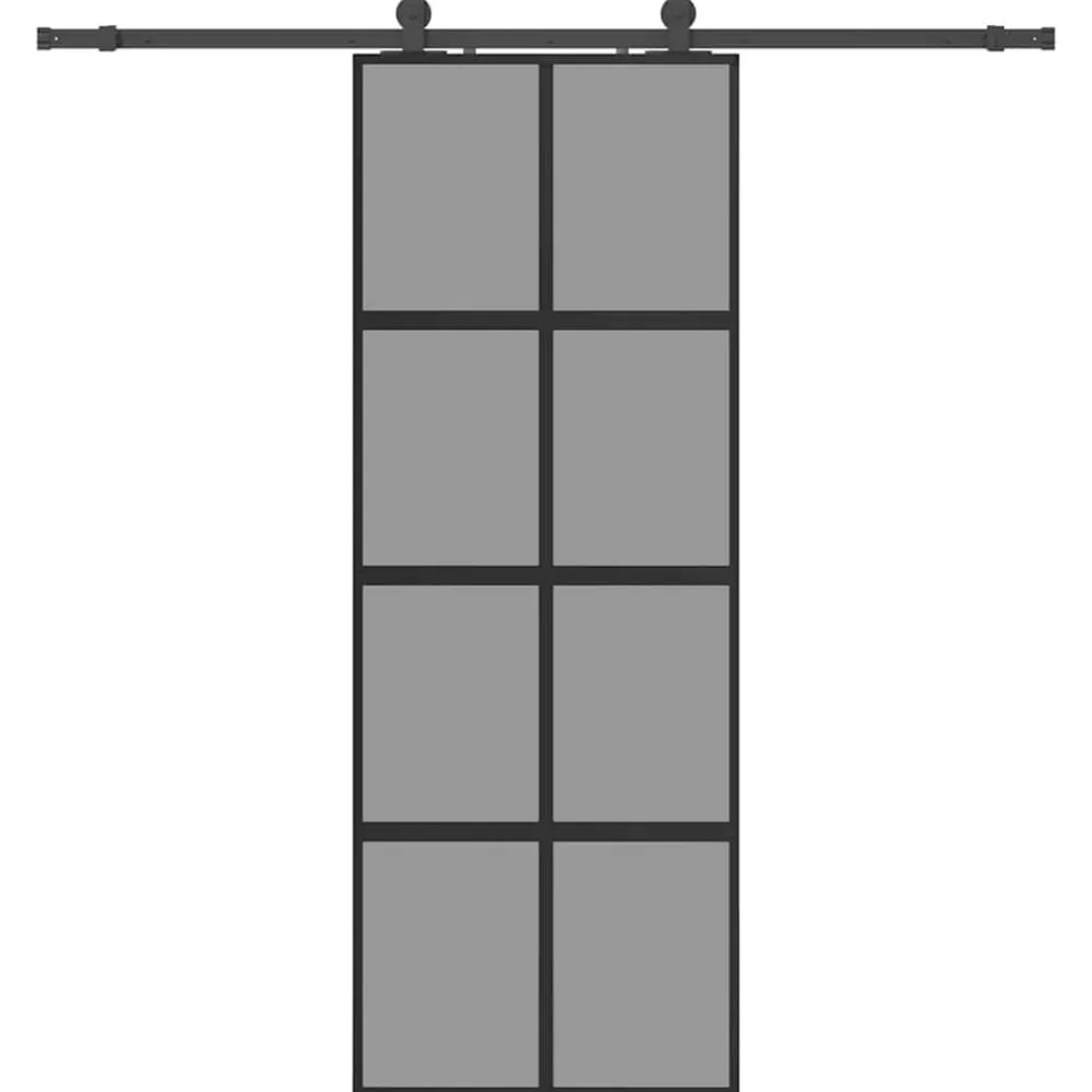 Matériaux De Construction-vidaXL Porte coulissante kit quincaillerie noir 76x205 cm verre trempé Noir et mat