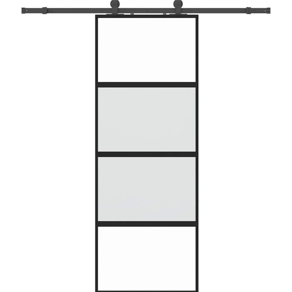 vidaXL Porte coulissante kit quincaillerie noir 76x205 cm verre trempé
