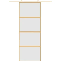 Matériaux De Construction-vidaXL Porte coulissante 76x205 cm verre ESG dépoli et aluminium Doré
