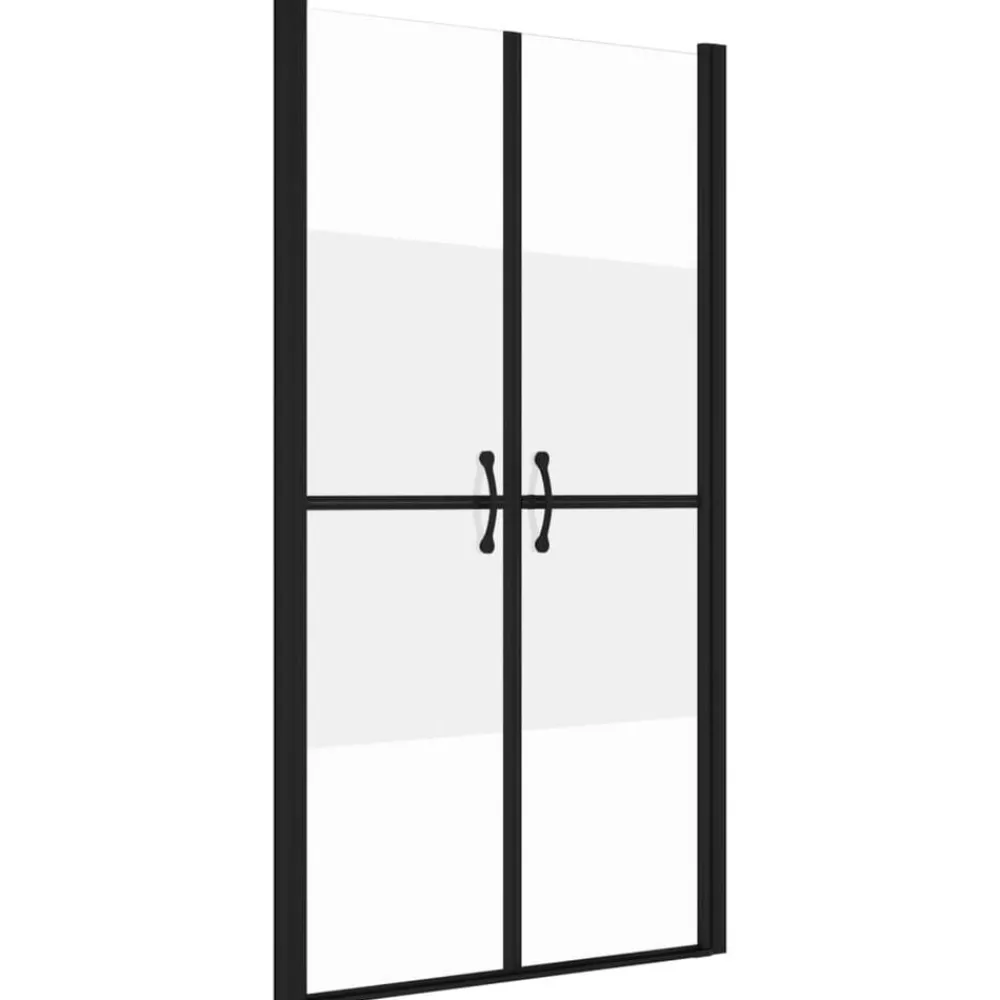 Plomberie-vidaXL Porte de douche ESG demi-dépoli (68-71)x190 cm Noir