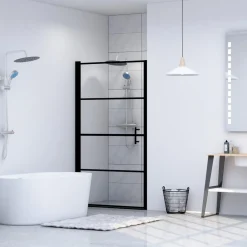 Plomberie-vidaXL Porte de douche Verre trempé 81x195 cm Noir
