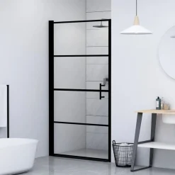 Plomberie-vidaXL Porte de douche Verre trempé 81x195 cm Noir