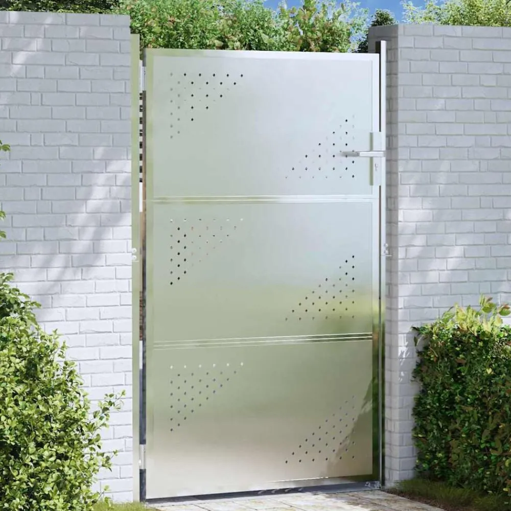 vidaXL Porte de Jardin Argenté 85 x 120 cm Acier inoxydable