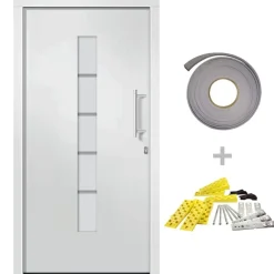 Matériaux De Construction-vidaXL Porte d'entrée Aluminium et PVC 100x200 cm Blanc