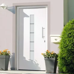 Matériaux De Construction-vidaXL Porte d'entrée Aluminium et PVC 100x200 cm Blanc