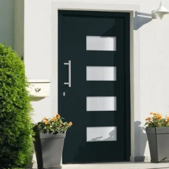 Matériaux De Construction-vidaXL Porte d'entrée Aluminium et PVC 100x200 cm Anthracite