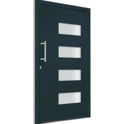Matériaux De Construction-vidaXL Porte d'entrée Aluminium et PVC 100x200 cm Anthracite