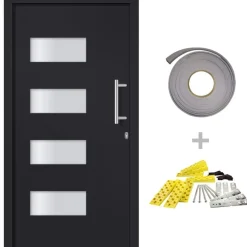 Matériaux De Construction-vidaXL Porte d'entrée Aluminium et PVC 100x200 cm Anthracite