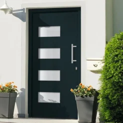 Matériaux De Construction-vidaXL Porte d'entrée Aluminium et PVC 100x200 cm Anthracite