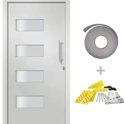 Matériaux De Construction-vidaXL Porte d'entrée Aluminium et PVC 100x200 cm Blanc