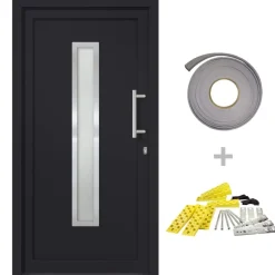 Matériaux De Construction-vidaXL Porte d'entrée Anthracite 88x200 cm extérieur anthracite / intérieur blanc